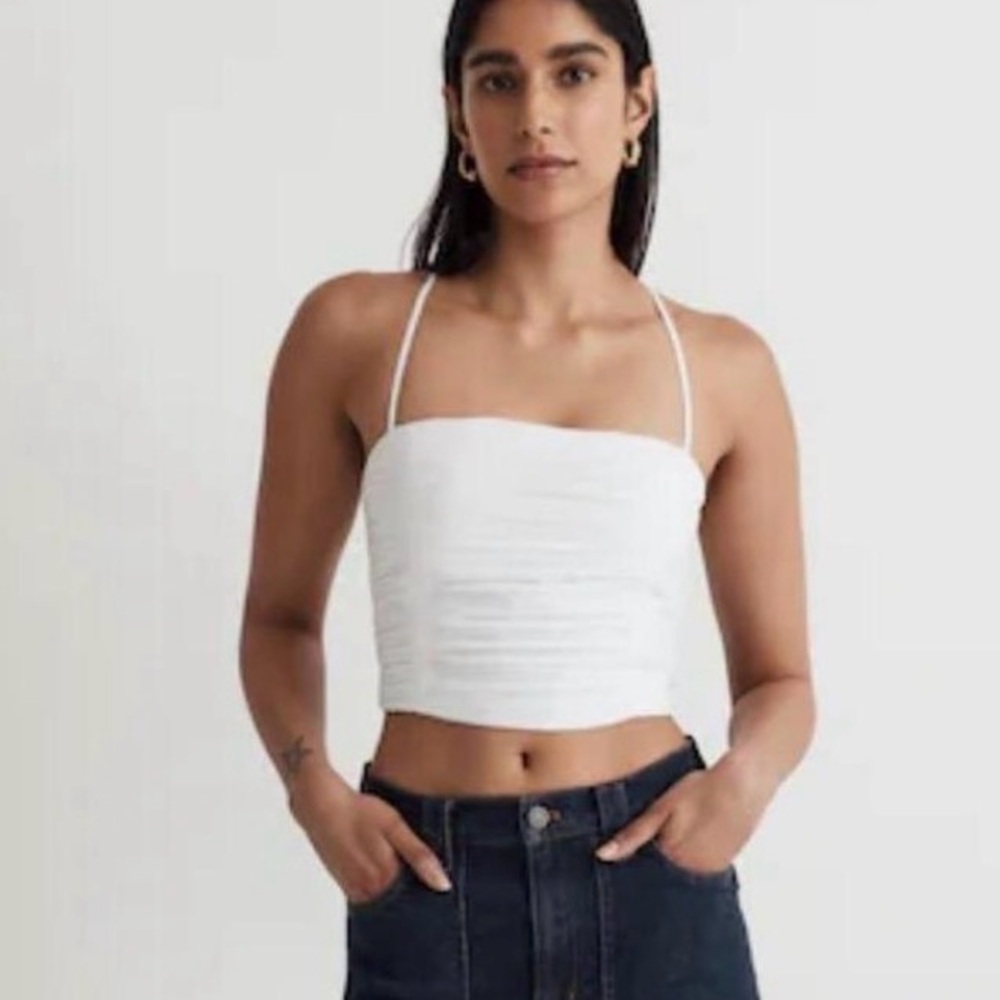 NWOT Madewell Poplin Ruched Crop Women's Top S - Picture 2 of 8